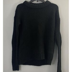 John + Jenn Sweater Womens Small S Black Pullover Acrylic Wool Blend Elbow Patch
